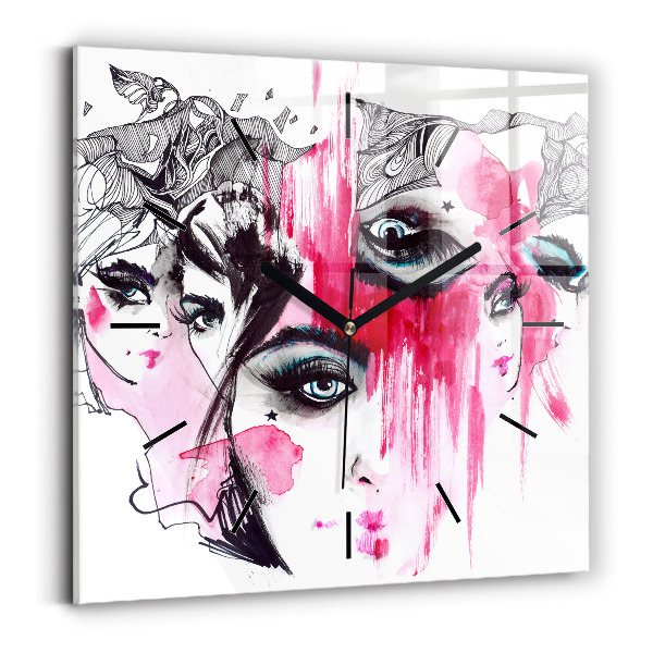 Horloge carrée en verre 'Les multiples visages de l''abstraction'