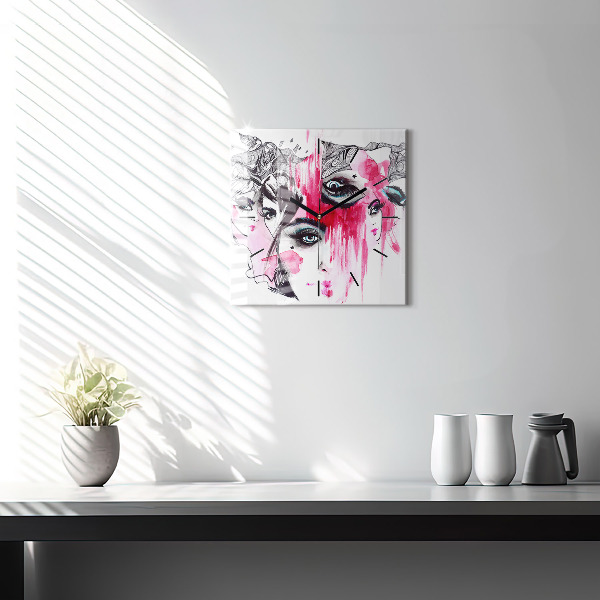 Horloge carrée en verre 'Les multiples visages de l''abstraction'