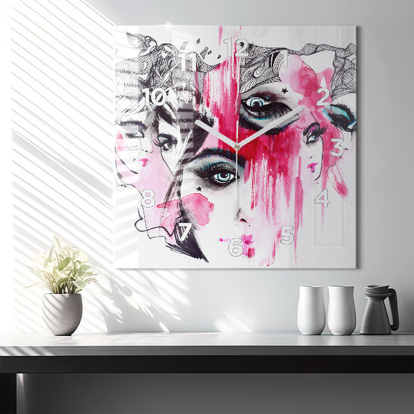 Horloge carrée en verre 'Les multiples visages de l''abstraction'
