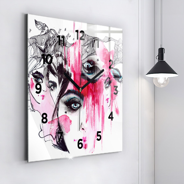 Horloge carrée en verre 'Les multiples visages de l''abstraction'