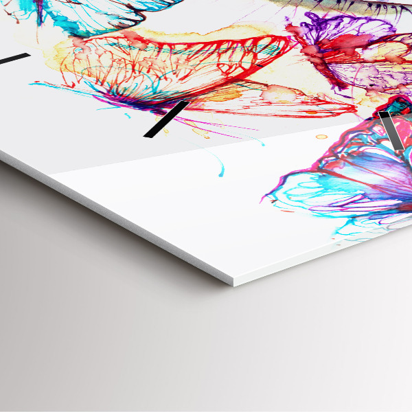 Horloge carrée en verre Œil de papillon coloré