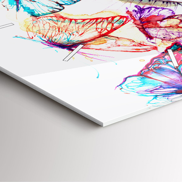 Horloge carrée en verre Œil de papillon coloré