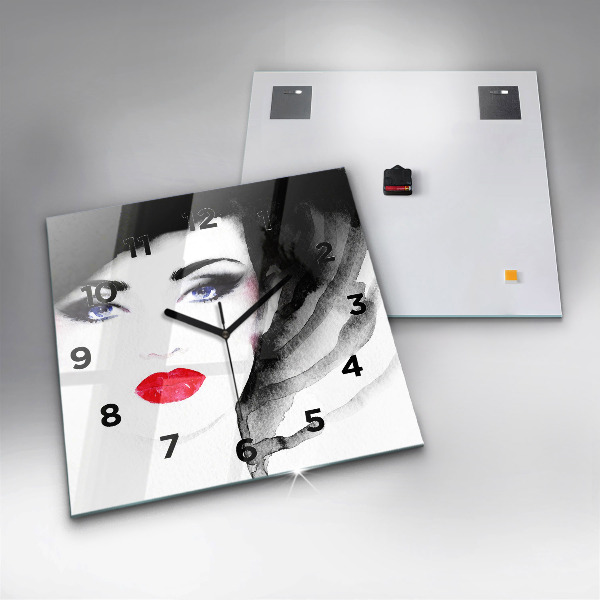 Horloge carrée en verre 'Portrait d''une femme'