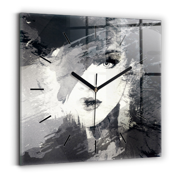 Horloge carrée en verre Femme - aquarelles