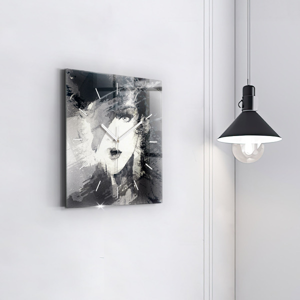 Horloge carrée en verre Femme - aquarelles