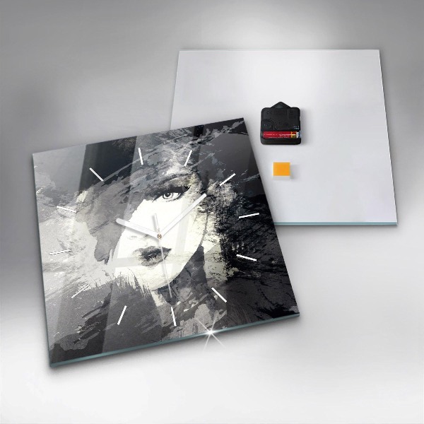 Horloge carrée en verre Femme - aquarelles