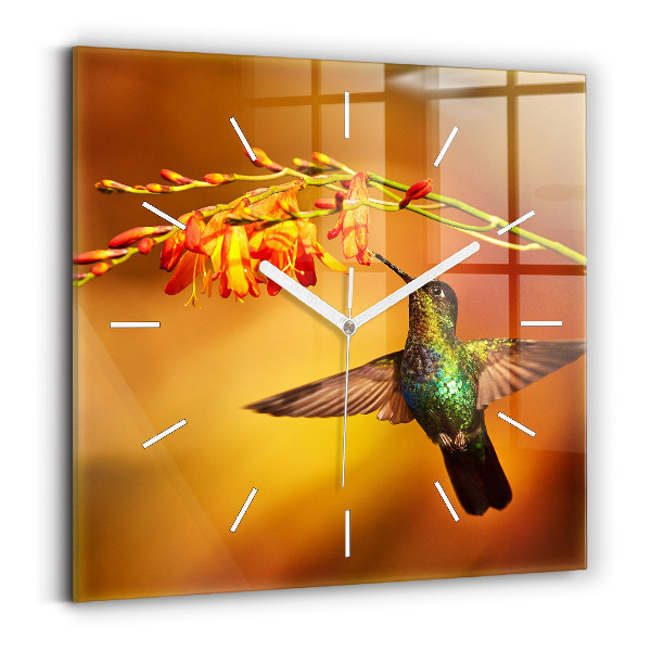Horloge murale carrée oiseau colibri