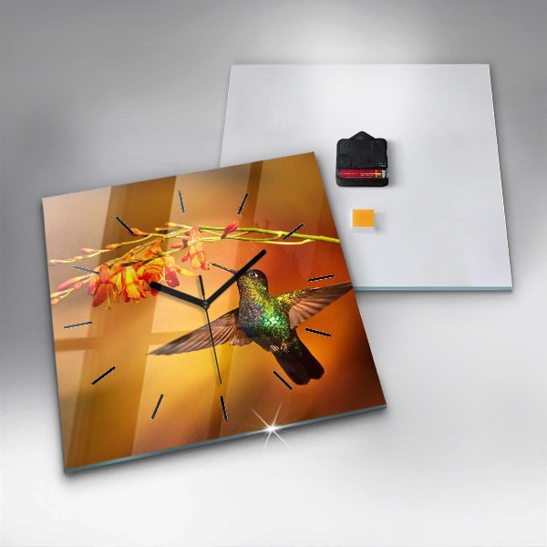 Horloge murale carrée oiseau colibri