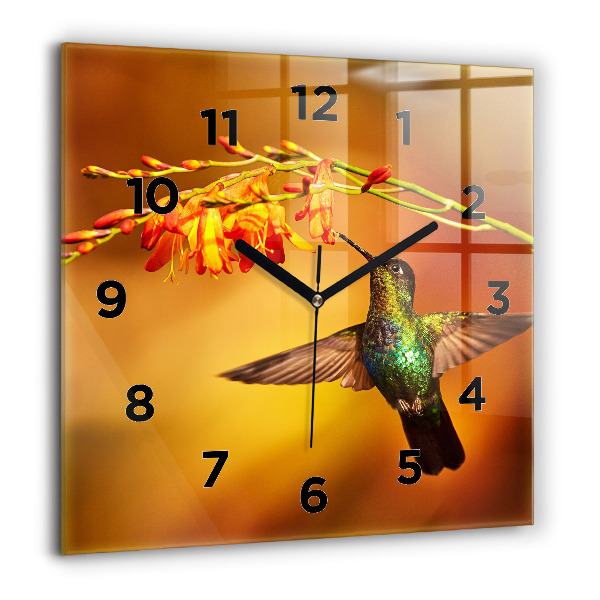 Horloge murale carrée oiseau colibri