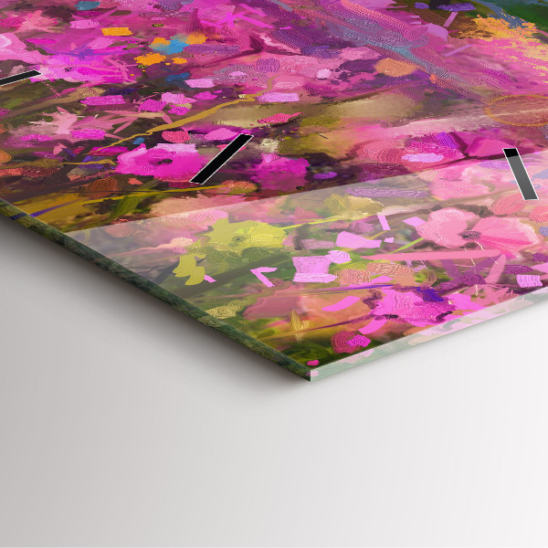 Horloge murale carrée Paysage de nature et de fleurs