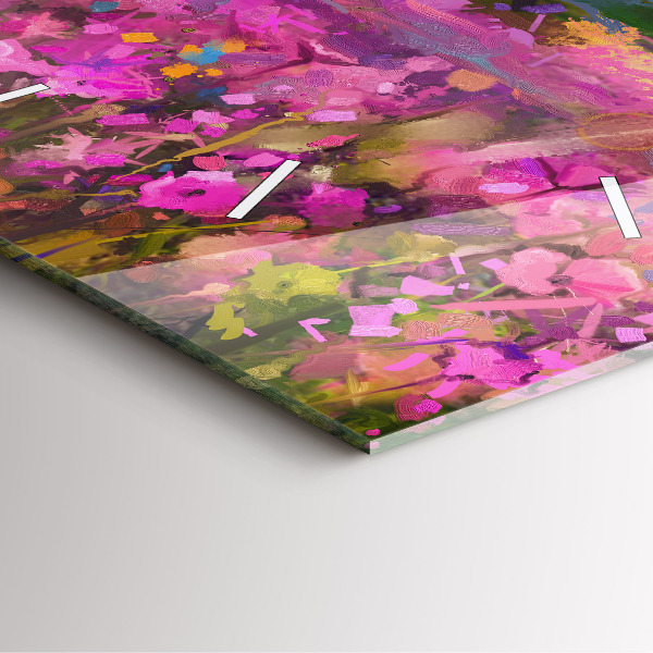 Horloge murale carrée Paysage de nature et de fleurs