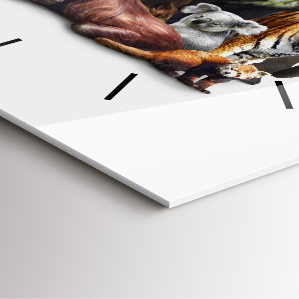 Horloge carrée en verre Animaux sauvages