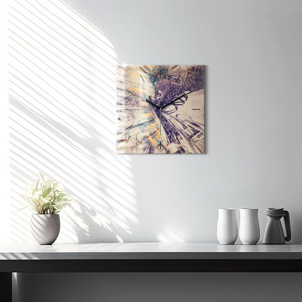 Horloge murale carrée Mécanisme abstrait