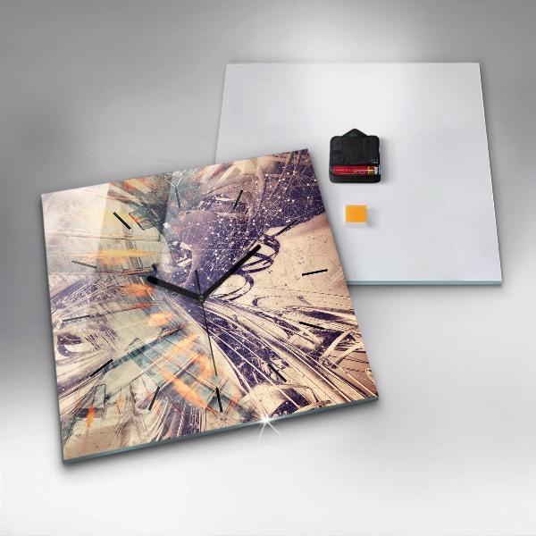 Horloge murale carrée Mécanisme abstrait