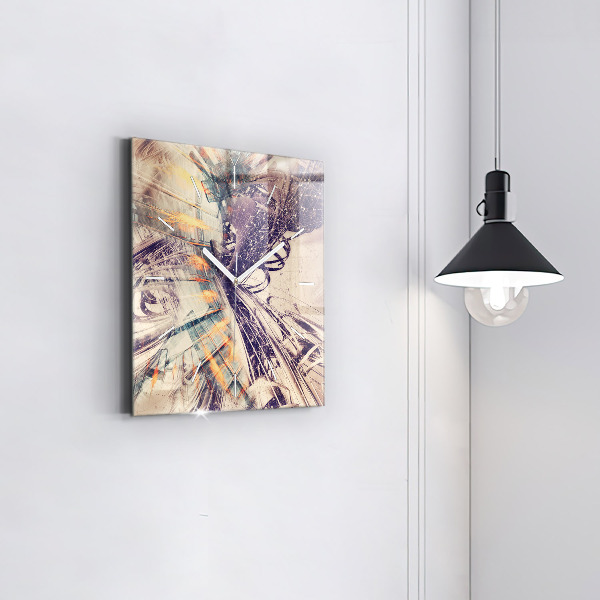 Horloge murale carrée Mécanisme abstrait