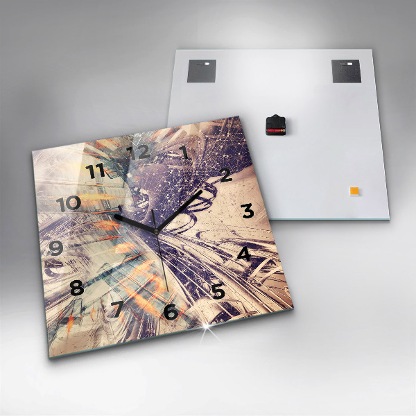 Horloge murale carrée Mécanisme abstrait