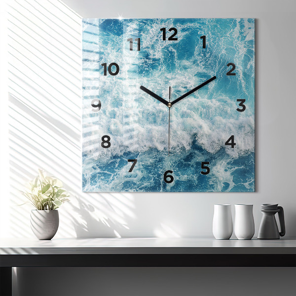 Horloge murale carrée Vagues de la mer