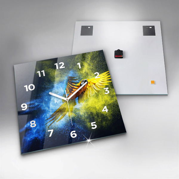 Horloge murale carrée Perroquet coloré