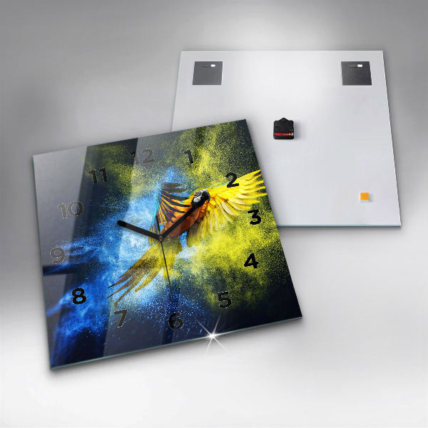 Horloge murale carrée Perroquet coloré