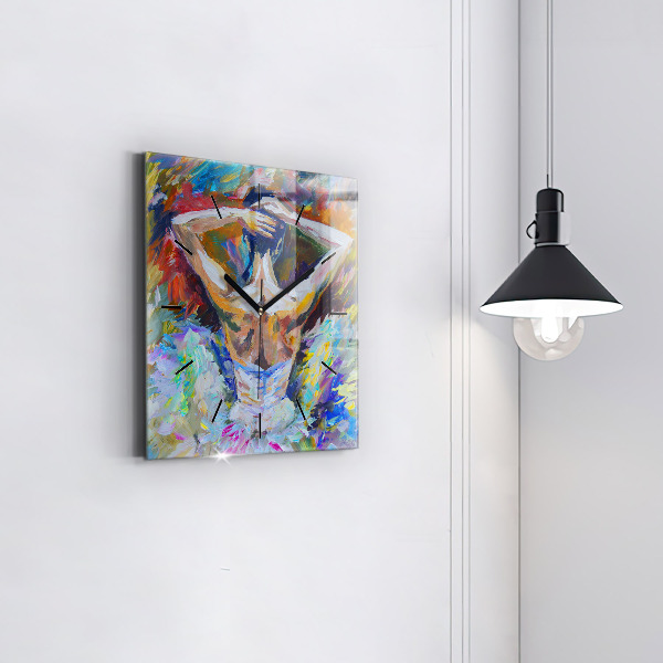 Horloge murale carrée Ballerine peinte
