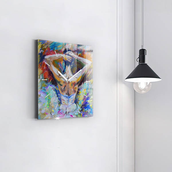 Horloge murale carrée Ballerine peinte