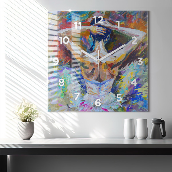 Horloge murale carrée Ballerine peinte