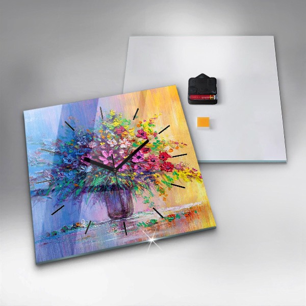 Horloge murale carrée Fleurs dans un vase