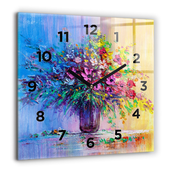 Horloge murale carrée Fleurs dans un vase