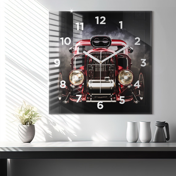 Horloge carrée en verre Vieille voiture vintage