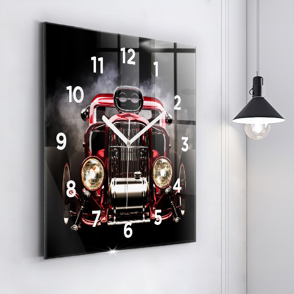 Horloge carrée en verre Vieille voiture vintage
