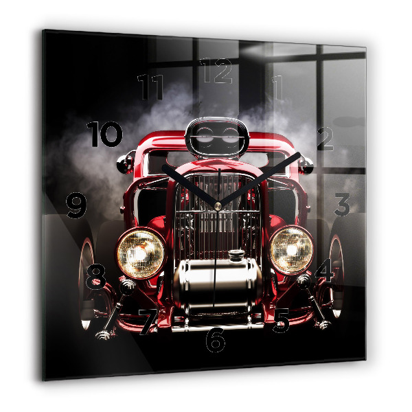 Horloge carrée en verre Vieille voiture vintage