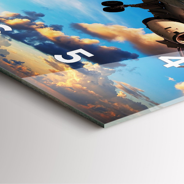 Horloge carrée en verre Avion dans les nuages