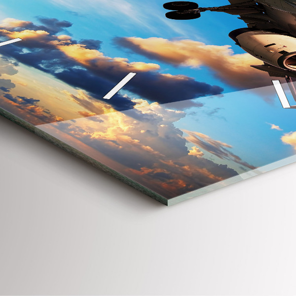 Horloge carrée en verre Avion dans les nuages