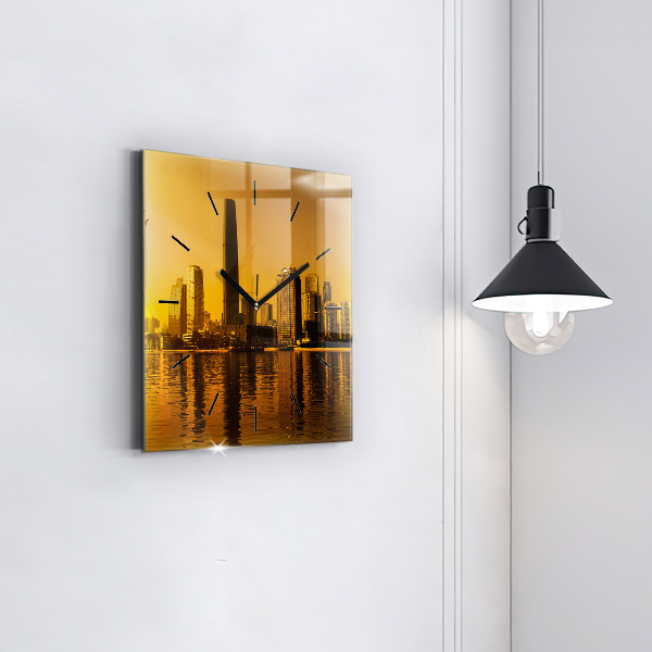 Horloge carrée en verre Rivière Zhujiang