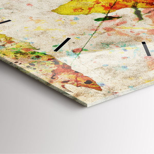 Horloge carrée en verre Carte du monde colorée