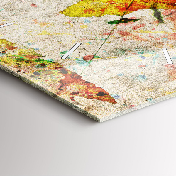 Horloge carrée en verre Carte du monde colorée