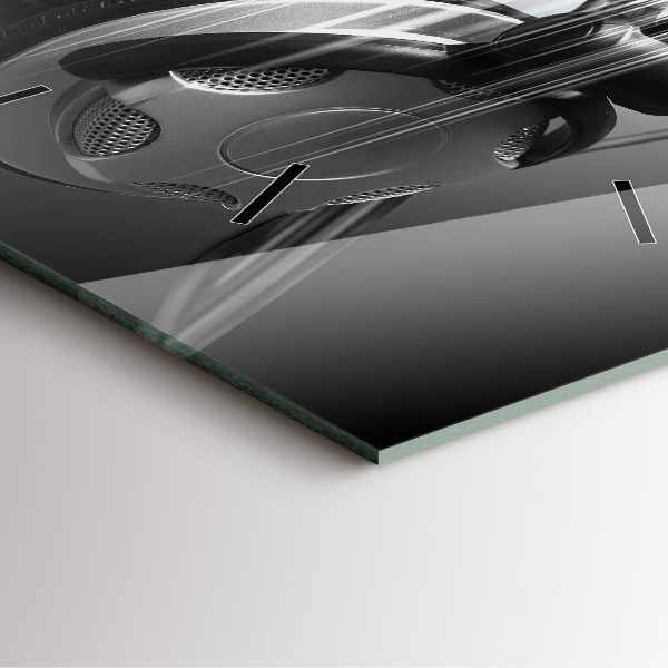 Horloge carrée en verre Microphone et casque