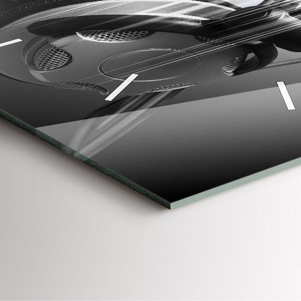 Horloge carrée en verre Microphone et casque