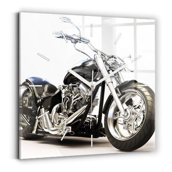 Horloge carrée en verre Moto noire