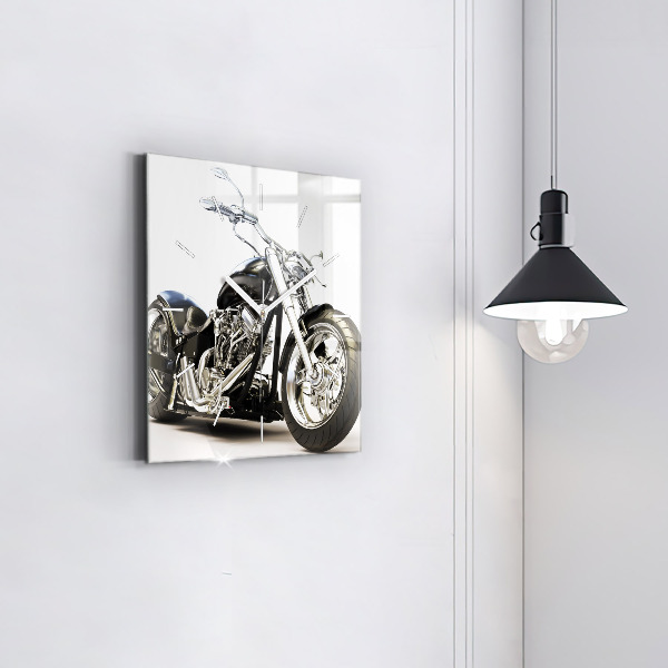 Horloge carrée en verre Moto noire