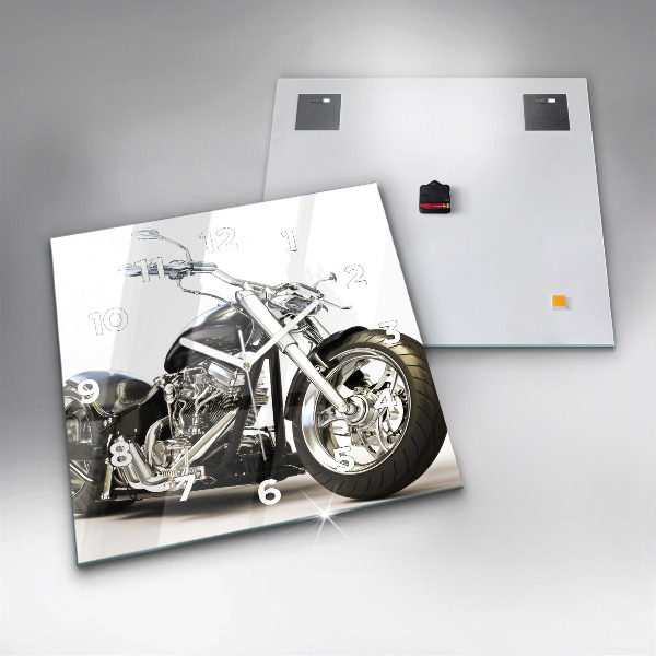 Horloge carrée en verre Moto noire