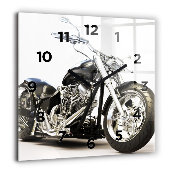 Horloge carrée en verre Moto noire