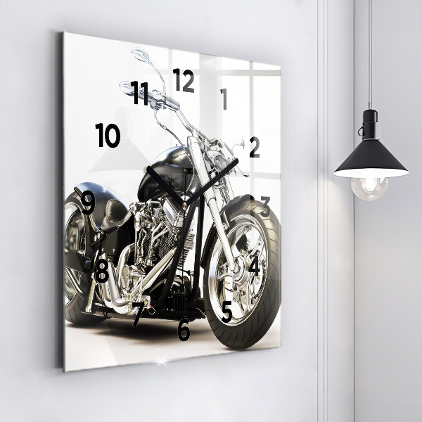 Horloge carrée en verre Moto noire