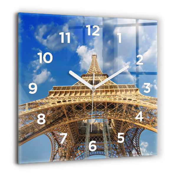 Horloge carrée en verre Tour Eiffel en France