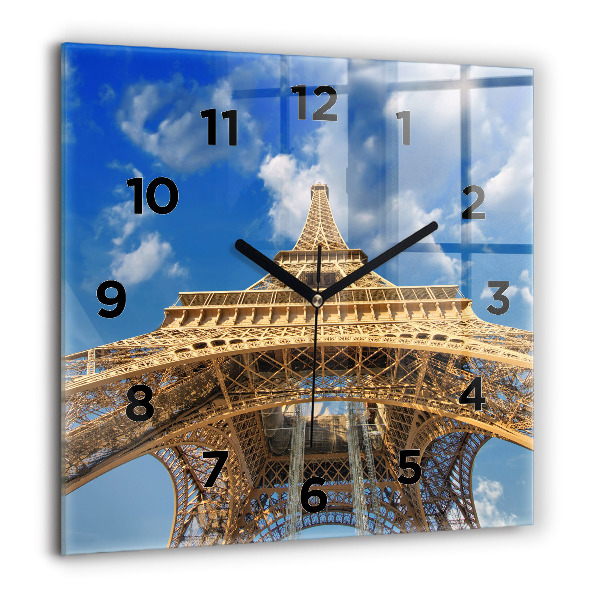 Horloge carrée en verre Tour Eiffel en France