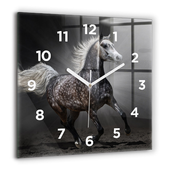 Horloge carrée en verre Cheval au galop