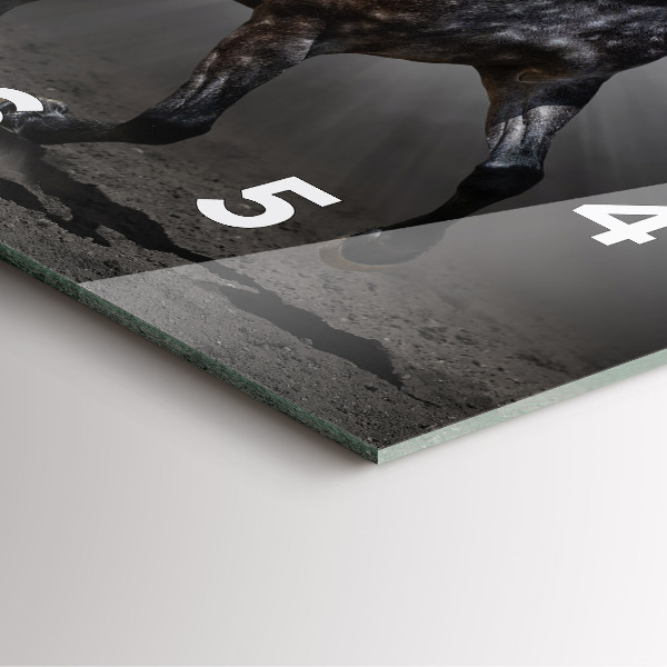 Horloge carrée en verre Cheval au galop