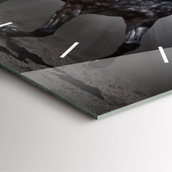 Horloge carrée en verre Cheval au galop