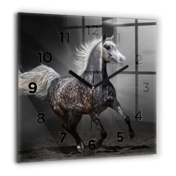 Horloge carrée en verre Cheval au galop