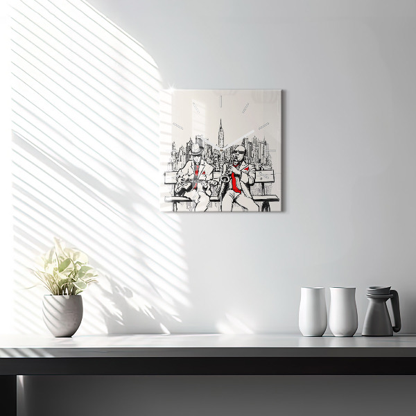 Horloge carrée en verre Jazz à New York